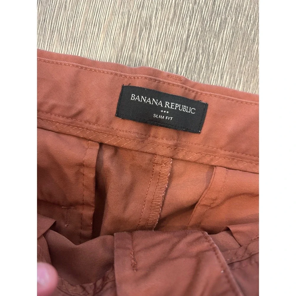 Banana Republic Mens Slim Fit Chino Pants Rust‎ Orange Burnt Sienna 31x30